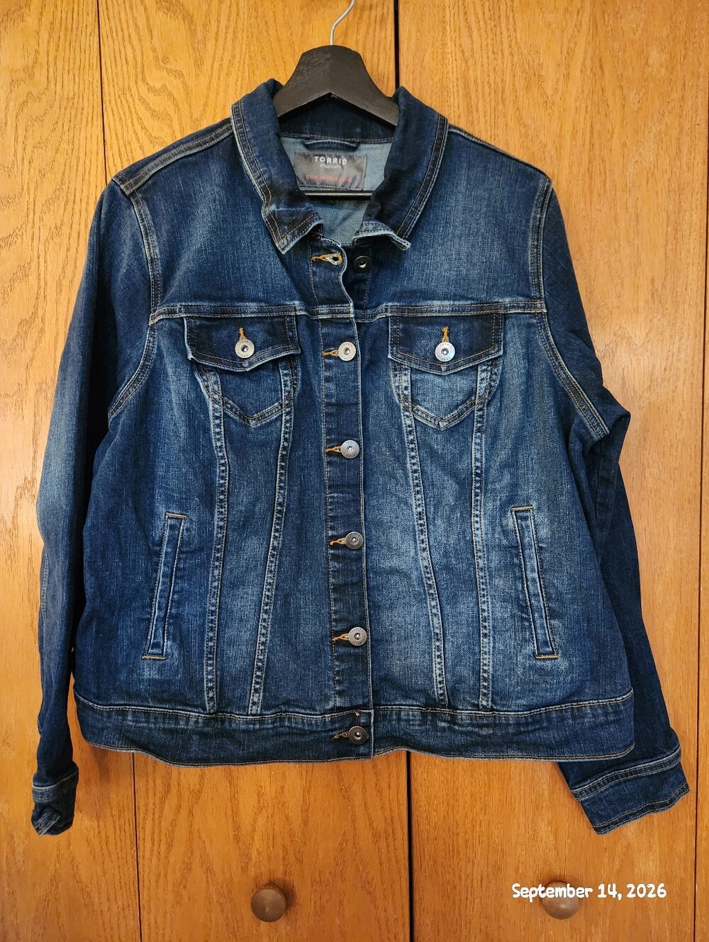 torrid Dark Blue Denim Jean Jacket with Button Front